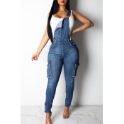 Lovely Trendy Skinny Baby Blue One-piece Jumpsuit