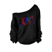 Lovely Casual Letter Print Black T-shirt