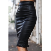 Lovely Chic Zipper Design Black Skirt