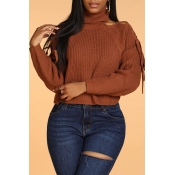 Lovely Casual Turtleneck Deep Camel Sweater