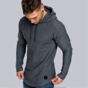 Lovely Casual Hooded Collar Ruffle Design Grey Hoo