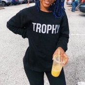 Lovely Casual Letter Black Sweatshirt Hoodie