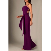 Lovely Sexy Hollow-out Purple One-piece Jumpsuit