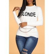 Lovely Casual Letter White Sweater