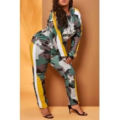 Lovely Casual Camo Green Plus Size Two-piece Pants