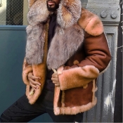 Lovely Casual Turndown Collar Brown Leather