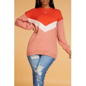 Lovely Casual Color-lump Patchwork Sweater