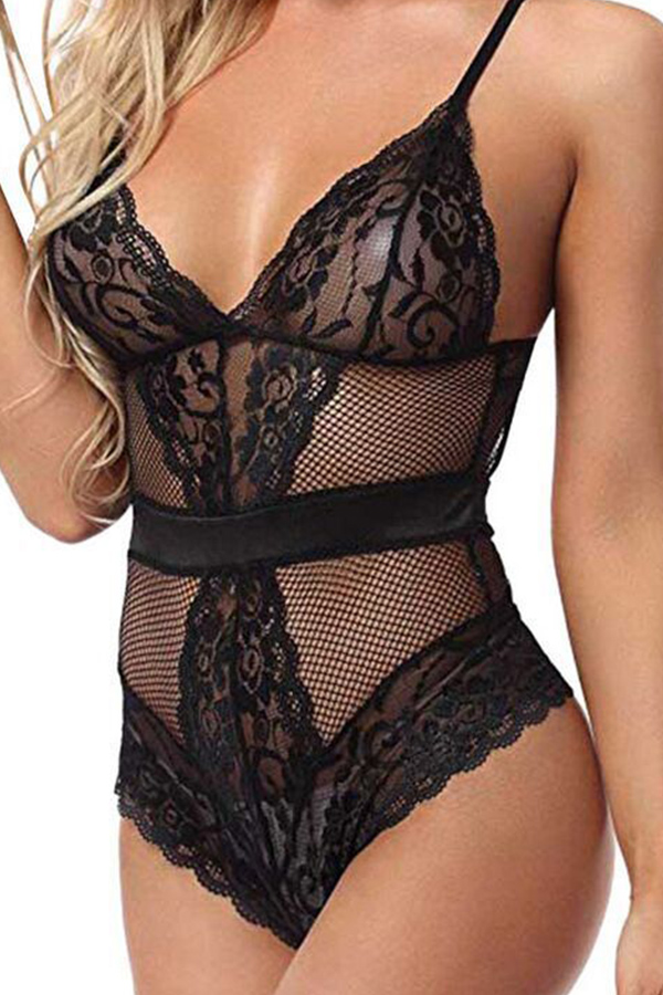 Lovely Sexy Hollow-out Black Teddies