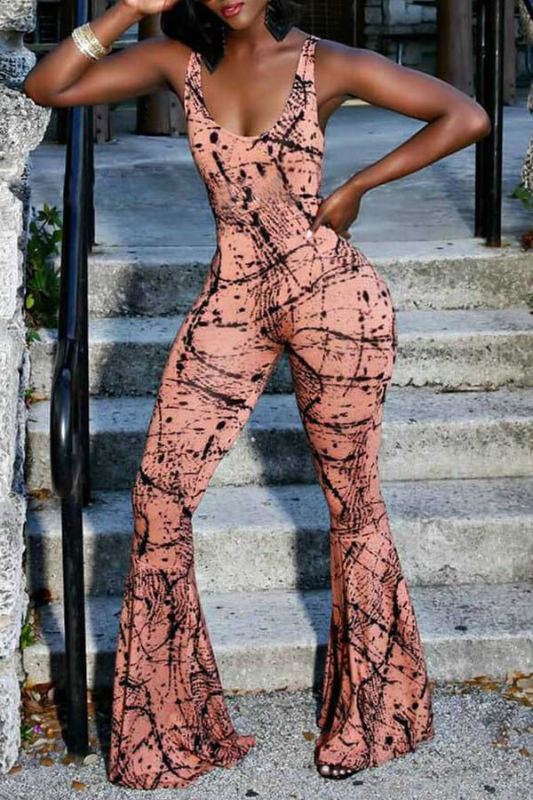 LW Chic Print Dusty Pink One-piece Jumpsuit