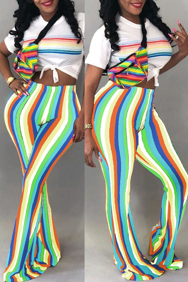 Lovely Casual Striped Blue Pants