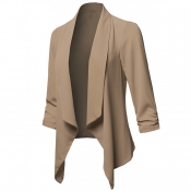 Lovely Casual Lapel Khaki Plus Size Blazer