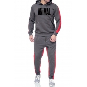 Lovely Casual Letter Dark Grey Two-piece Pants Set