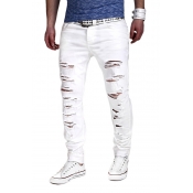 Men Lovely Casual Hollow-out White Pants