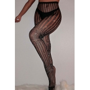 Lovely Sexy Striped Black Bodystocking