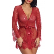 Lovely Sexy See-through Wine Red Babydolls