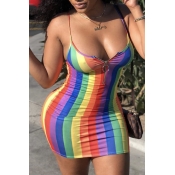 LW Sweet Striped Multicolor Mini Dress