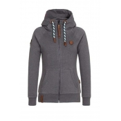 Lovely Casual  Hooded Collar Basic Dark Blue Hoodi