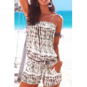 Lovely Bohemian Print Brown One-piece Romper