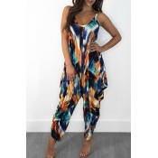 Lovely Casual Loose Print Multicolor One-piece Jum