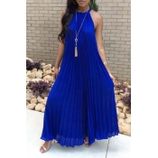 Lovely Casual Drape Design Blue Maxi Dress
