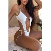 Lovely Hollow-out White One-piece Swimwear