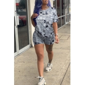 Lovely Casual Letter Print White Two-piece Shorts 