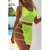 Lovely See-through Yellow Two-piece Swimsuit