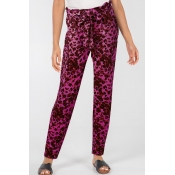 Lovely Casual Print Rose Red Pants