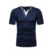 Lovely Casual Short Sleeve Navy Blue T-shirt