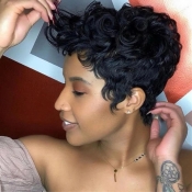 Lovely Leisure Curly Short Black Wigs