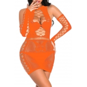 Lovely Sexy Hollow-out Orange Babydolls