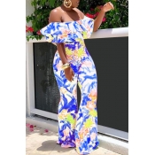Lovely Chic Flounce Blue One-piece Jumpsuit