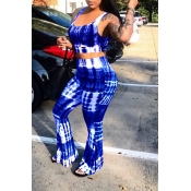 Lovely Leisure Print Blue Two-piece Pants Set