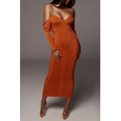 Lovely Sexy V Neck Skinny Croci Ankle Length Dress