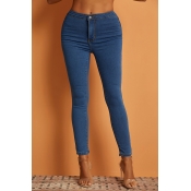 Lovely Casual Basic Skinny Blue Jeans