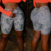 Lovely Casual Print Skinny White Shorts
