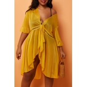 LW Plus Size See-through Asymmetrical Cover-up