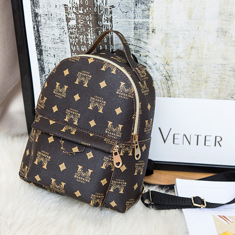 LovelyWholesale Trendy Print Brown Backpack All Seasons Stylish Spring Summer 2024