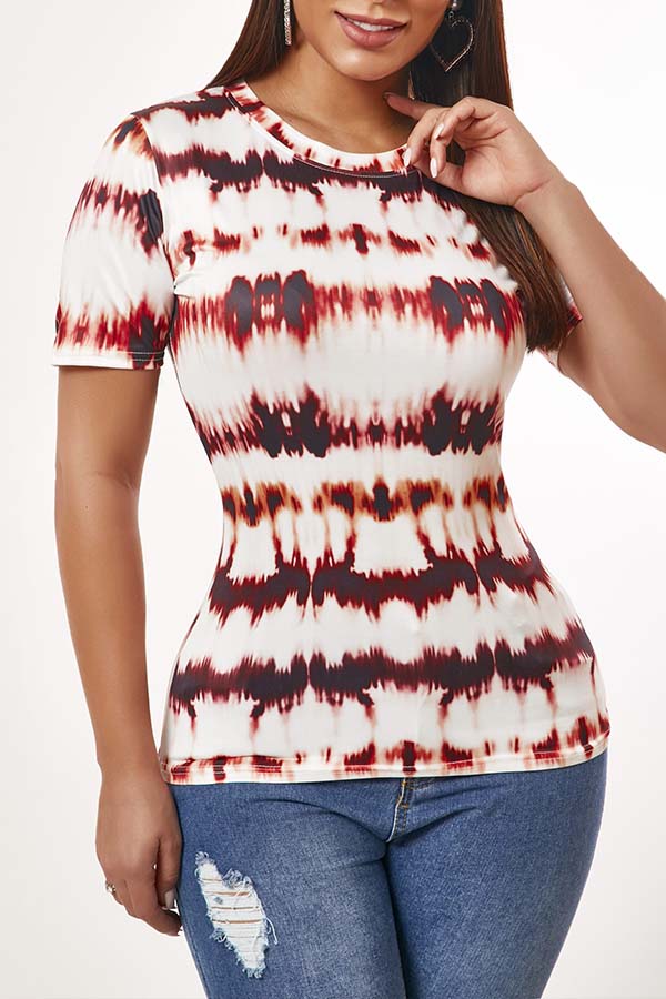 Lovely Casual Tie-dye White T-shirt