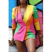 Lovely Casual Patchwork Multicolor Blazer