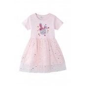 Lovely Chic Patchwork Light Pink Girl  Mini Dress