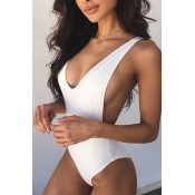 Lovely Sexy Backless White Swimwear