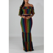 Lovely Casual Print Multicolor Two-piece Skirt Set