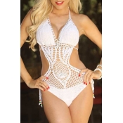 Lovely Hollow-out White Bathing Suit One-piece Swi