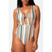 Lovely Striped Multicolor Bathing Suit One-piece S