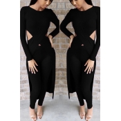 Lovely Casual Hollow-out Black Two-piece Pants Set