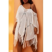 Lovely See-through White Plus Size Cover-up