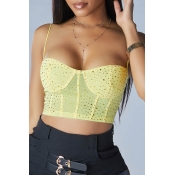 Lovely Sweet Dew Shoulder Yellow Camisole