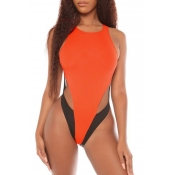 Lovely Hollow-out Jacinth One-piece Swimsuit
