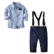 Lovely Trendy Striped Blue Boy Two-piece Pants Set